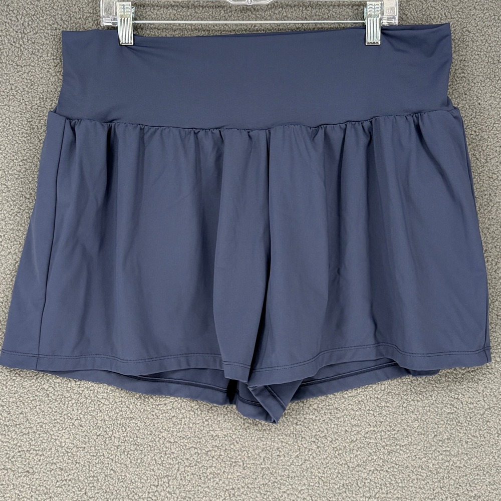 Halara Women 2X Long Navy Blue Active Skort Pleated High Waist Athletic Shorts